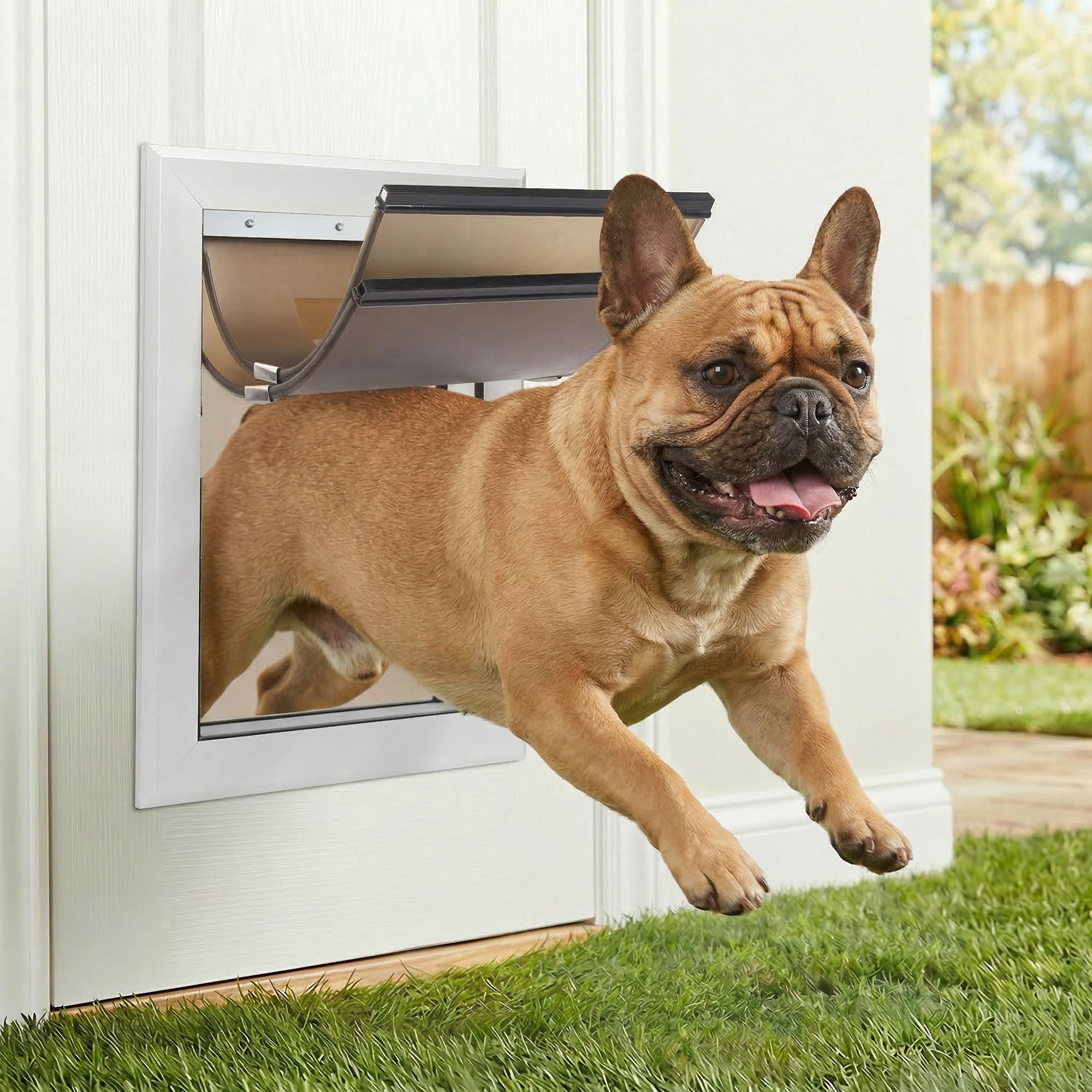 Large Aluminum Dog Door for Exterior Doors, Insulated Weatherproof Pet Door with Magnetic Auto Close, Blocks Cold & Hot Air, Metal Frame Doggie Door for Dogs, Up to 110 lbs