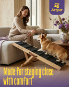 Dog Ramp for Small & Medium Dogs, Joint-Friendly Pet Ramp for Bed & Couch, Foldable, Anti-Slip, Portable, Height-Adjustable, Supports Up to 70 lbs