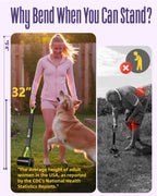 32 Inch Dog Pooper Scooper Long Handle for Large Dogs for Yard – No Bending Great on The Back, Ease of Pick Up, Convenient, Heavy Duty, Grass Friendly, Plastic, Green