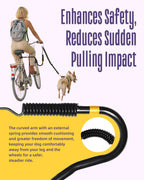 Dog Bike Attachment for Cycling with Dogs, Hands-Free Bicycle Leash with Shock Absorbing Spring, Safe Running Companion for Medium & Large Pets, Easy Install Bike Accessory, Black