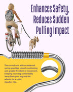 Hands-Free Bike Attachment for Dogs, Bicycle Running Leash with Shock Absorbing Spring, Safe Riding Accessory for Medium & Large Pets, Easy Install Cycling Companion, Silver
