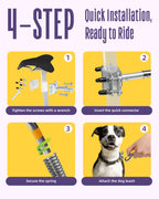 Hands-Free Bike Attachment for Dogs, Bicycle Running Leash with Shock Absorbing Spring, Safe Riding Accessory for Medium & Large Pets, Easy Install Cycling Companion, Silver