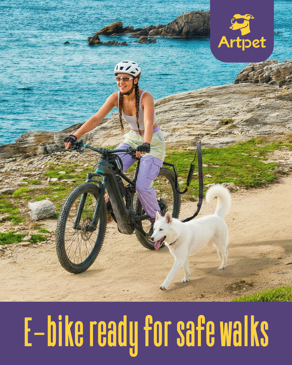 Dog Bike Attachment for Cycling with Dogs, Hands-Free Bicycle Leash with Shock Absorbing Spring, Safe Running Companion for Medium & Large Pets, Easy Install Bike Accessory, Black