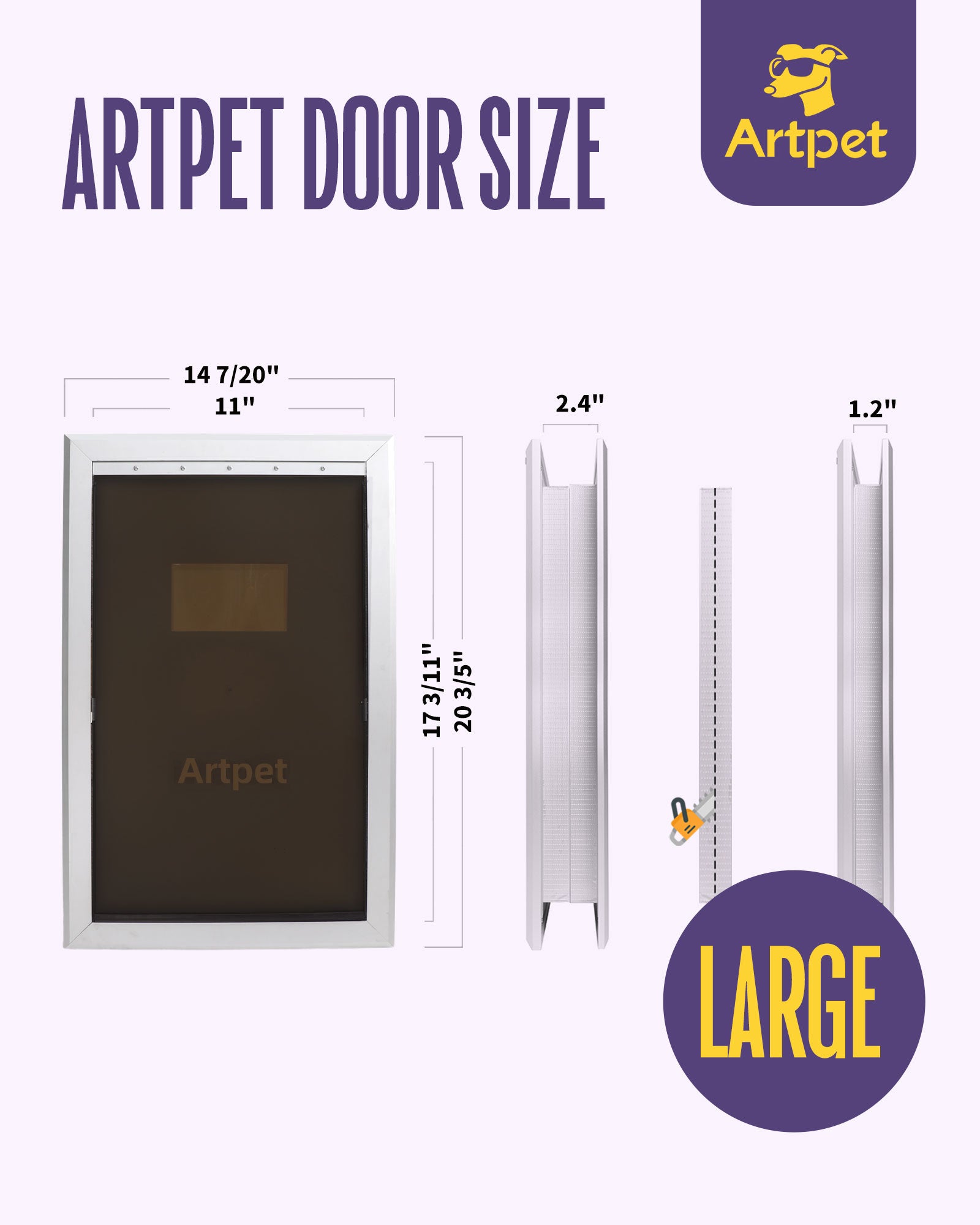 Large Aluminum Dog Door for Exterior Doors, Insulated Weatherproof Pet Door with Magnetic Auto Close, Blocks Cold & Hot Air, Metal Frame Doggie Door for Dogs, Up to 110 lbs